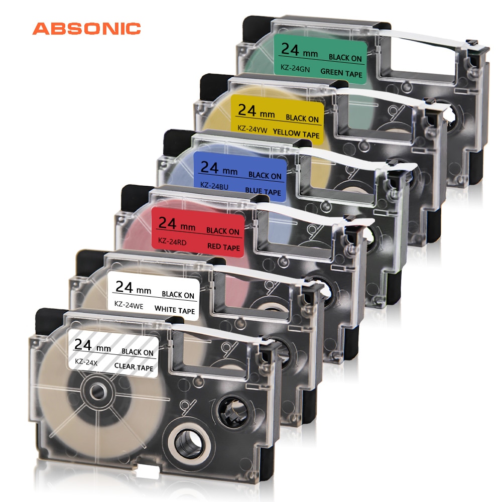 Absonic casio-tulostimen nauha xr -24x xr -24we xr -24rd xr -24bu xr -24yw xr -24gn tarrakirjoitin kl -g2 cwl 300 kl430 820 kl7000