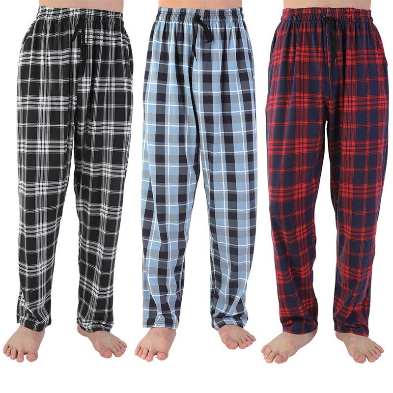 Pantalon de pyjama à carreaux en coton pour hommes et femmes, bas de nuit, unisexe, décontracté, grande taille