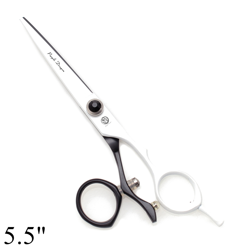 Tijeras profesionales de peluquería 5,5 "6" dragón púrpura JP 440C tijeras de corte de pelo de pulgar giratorio tijeras de adelgazamiento de peluquero Z9019: Amarillo claro