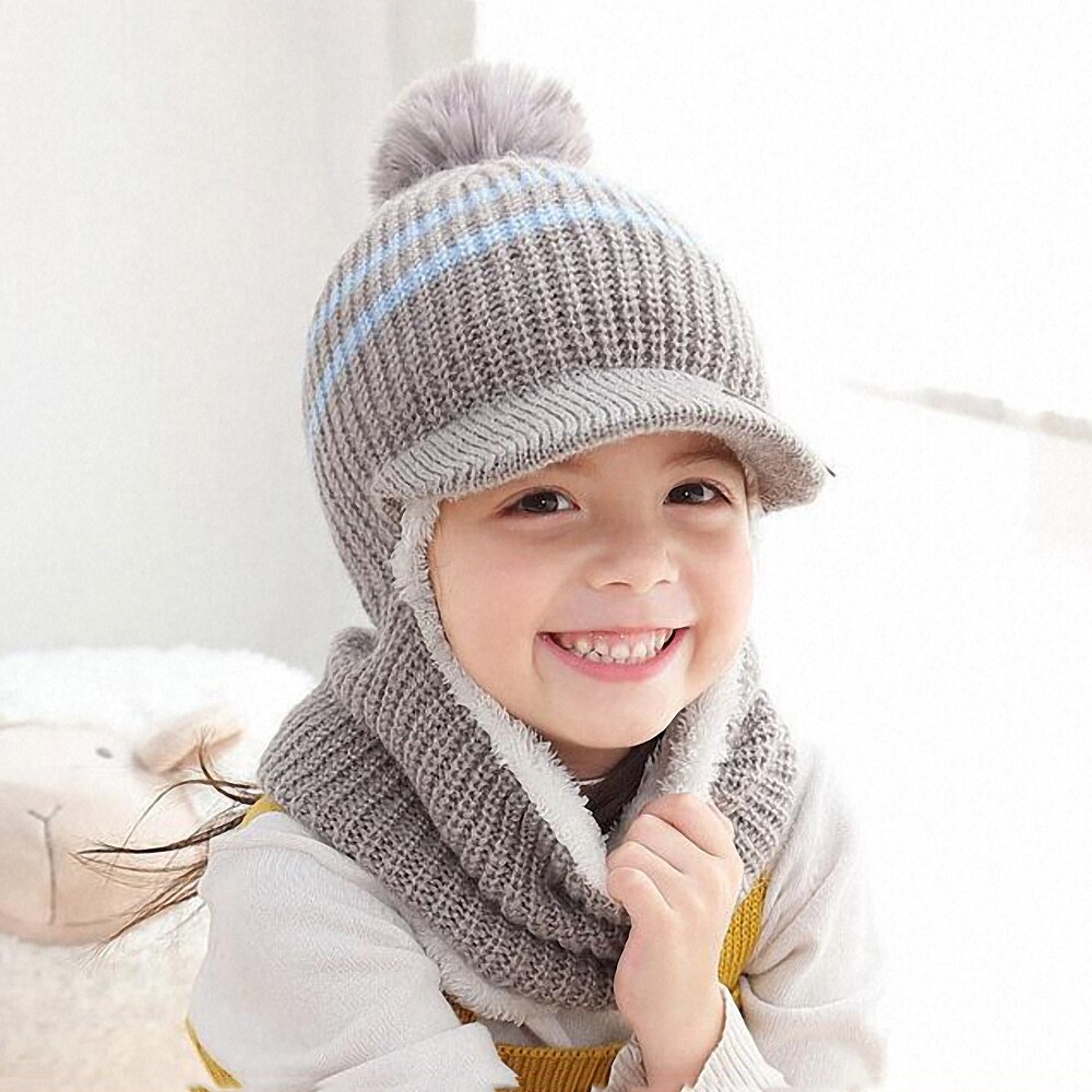 Gorros de invierno para niños, bola, niñas, niños, tapas para accesorios cálidos, conjunto de bufanda, gorro de bebé, gorro de punto para niña, niño