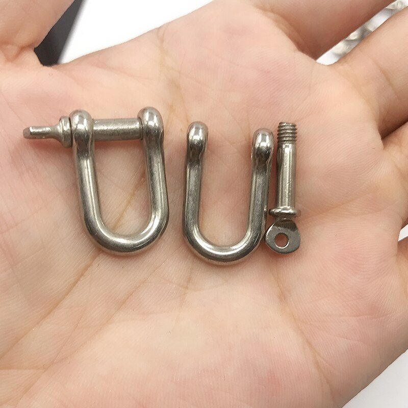 Max load 100kg M4 304 stainless steel D type shackle U type steel buckle chain buckle marine rigging lifting hook buckle