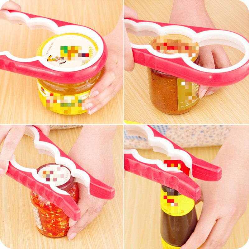 Lid Jar Opener 4 In 1 Handy Screw Cap Jar Openers Multi Purpose Can Opener Bottle Lid Grip Wrench Bottle Kitchen Gadgets