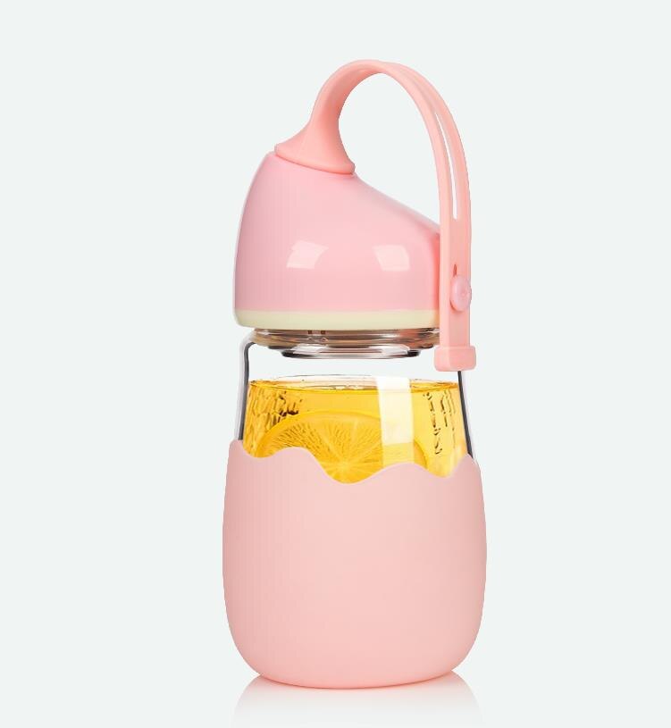 280 ML Cartoon Leuke Meisje Water Fles Met Touw Draagbare Outdoor Vrouwen Glas Drinken Flessen Isolatie Cover