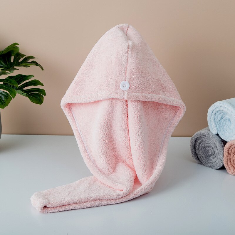 1 toalla de microfibra de vellón de 24x63cm para mujer, toalla para el cabello para baño súper absorbente, Toalla de baño de secado rápido, gorro de secado para cabello, toalla de salón: Pink