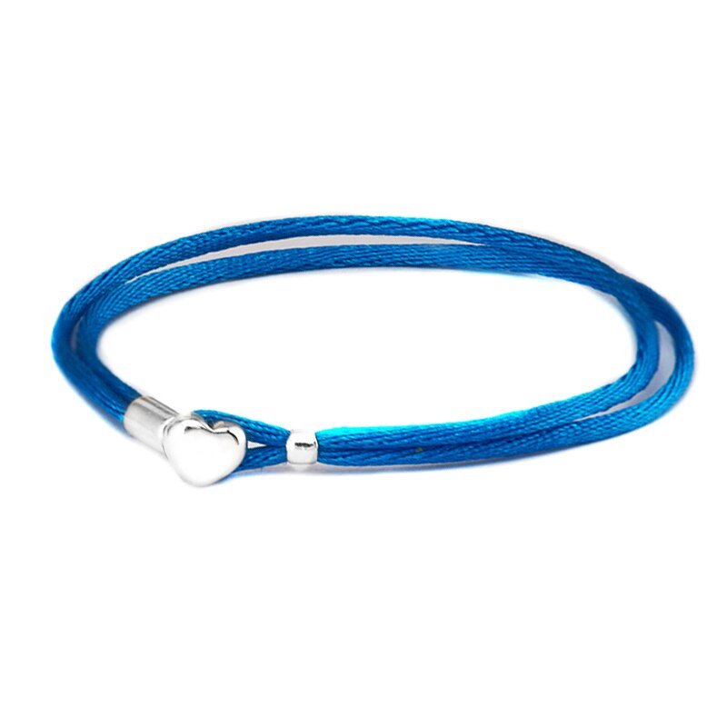 Farverigt stof ledning hjerte spænde armbånd 925 sterling sølv smykker armringe til kvinde smykker fremstilling armbånd & armring: Grøn / 16cm