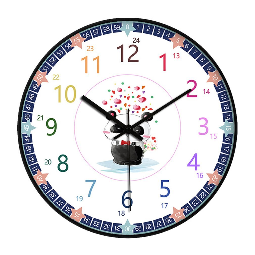 Early Childhood Learning Wall Clock Ultra-quiet Home Classroom Living Room School Recognition Table Wall Clock: Light Yellow