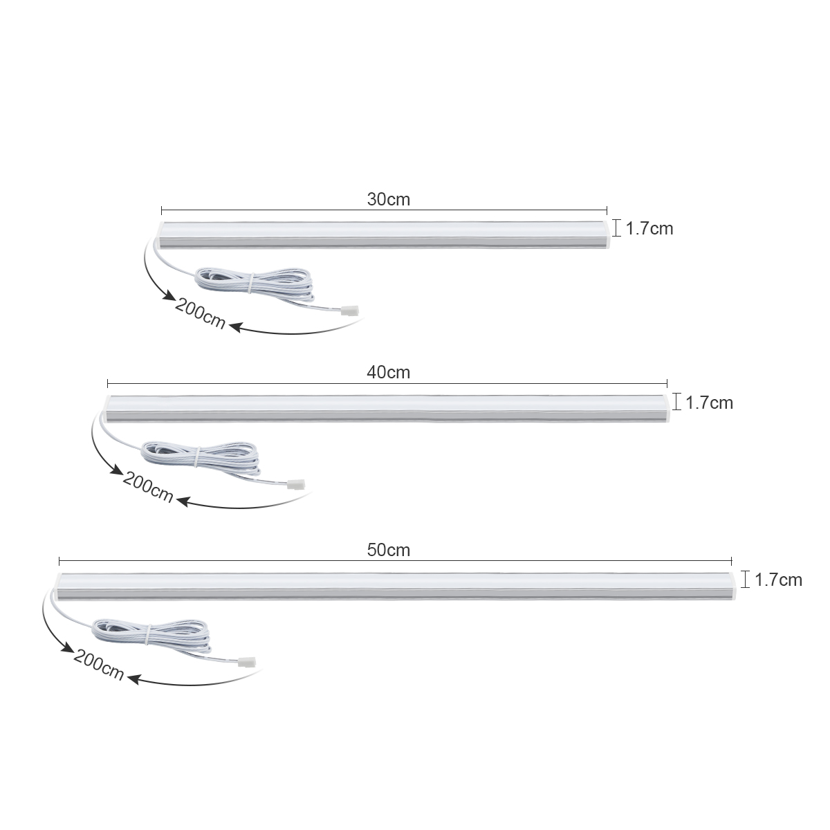 Stepless Dimmable LED Bar Light Tube 12V Touch Switch Sensor Central Control Aluminium Lamp DIY Under Cabinet Closet Backlight