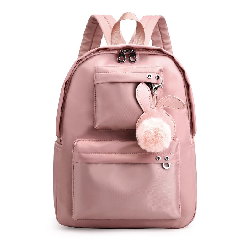 Sacos de Escola da forma Das Mulheres bola de pêlo menina backpack para as mulheres Novo adolescente mochila vento Colégio estudante do ensino médio mochila de nylon