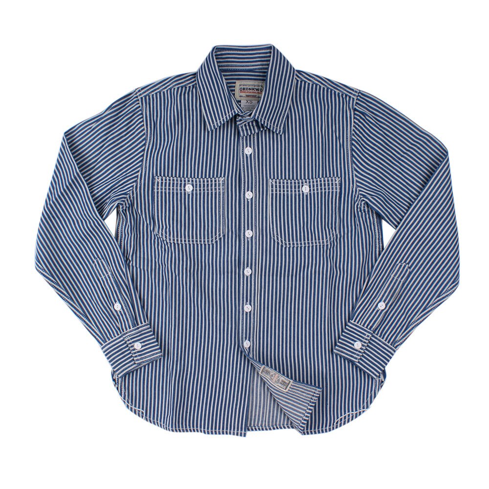 vertical stripe men's Shirts,Japan slim Long Sleeve Shirt.100% cotton safari clothes.Jeans wear: Blue / XL