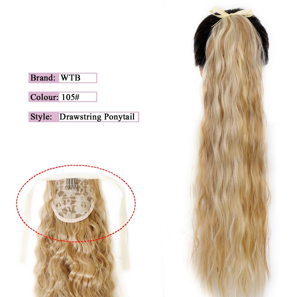 WTB-coletas rizadas cortas sintéticas para mujer, coletas onduladas con cordón resistente al calor, color negro y marrón: T1B / rojo