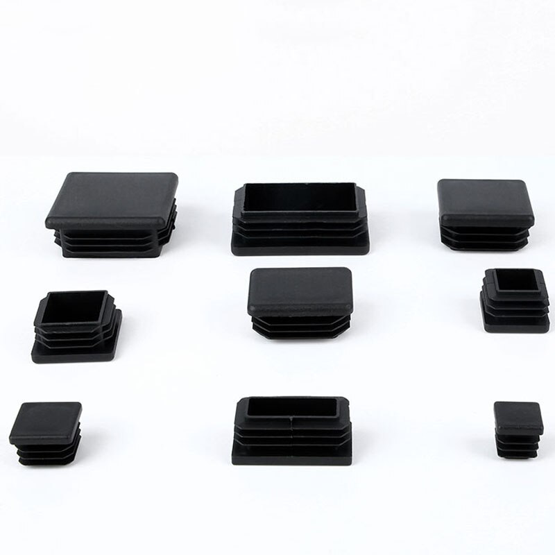 80pcs Black Plastic Blanking End Caps Rectangular Pipe Tube Cap Insert Plugs Bung For Furniture Tables Chairs Protector