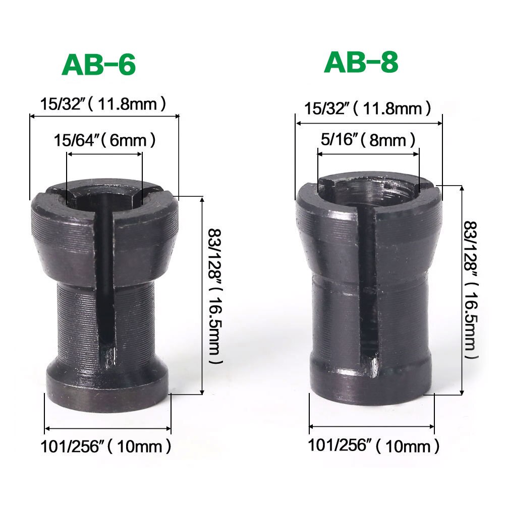 1 Set 1/4 ''6Mm 6.35Mm 8Mm Schacht Frees Spantang Graveren Trimmen Frees Voor hout Frezen Houtbewerking