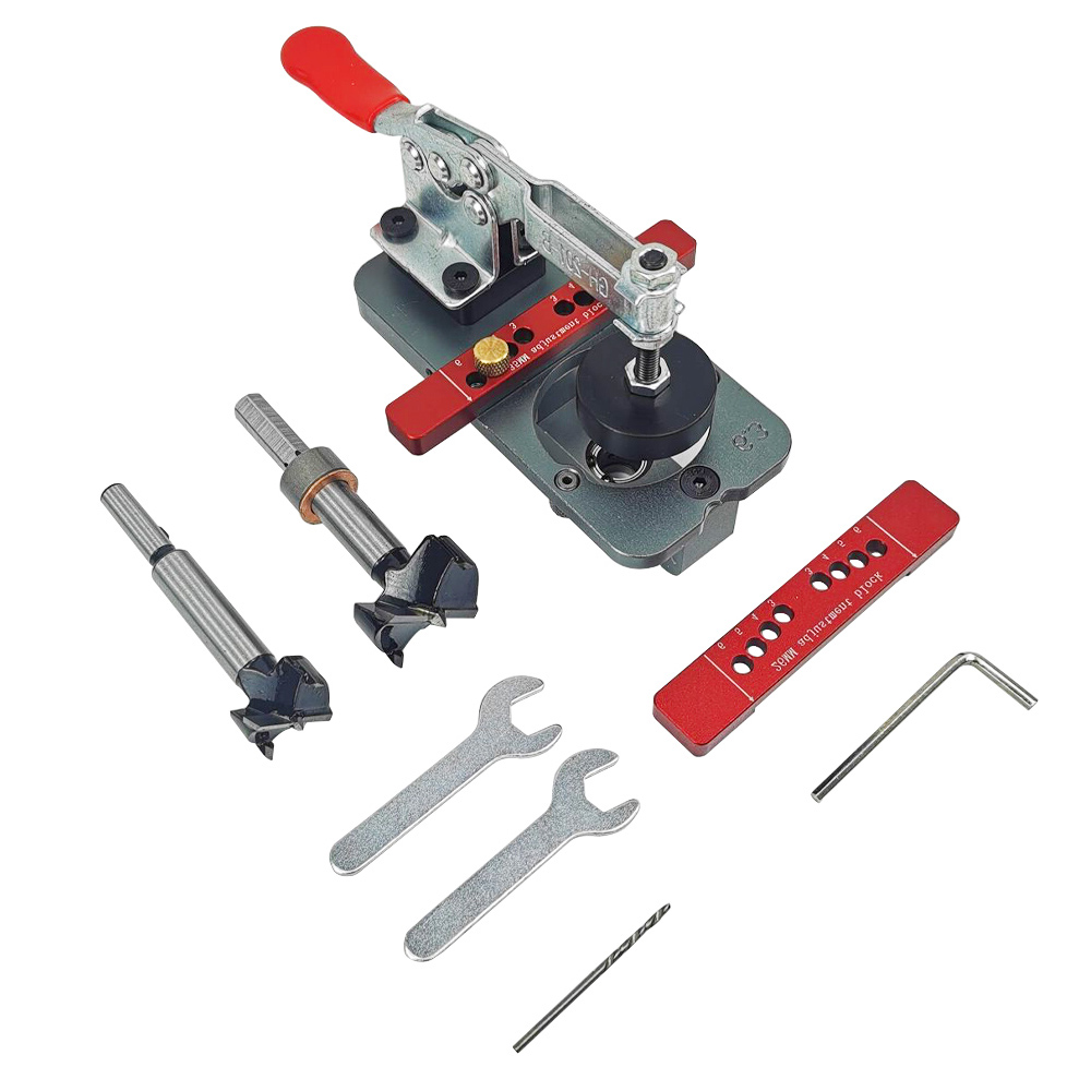 Concealed Hinge Jig and 26mm/35mm Hinge Hinge Boring Bit Woodworking Drilling Guide Locator for Face Frame Cabinet Cupboard Door