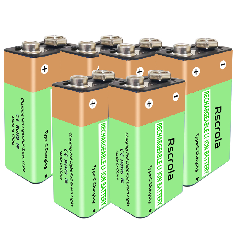 Long-Lasting 9V Rechargeable Battery 6800mAh Type-C Fast Charge Battery for Multimeter, Guitar Pedal, Microphone, Smoke Detector: Pink