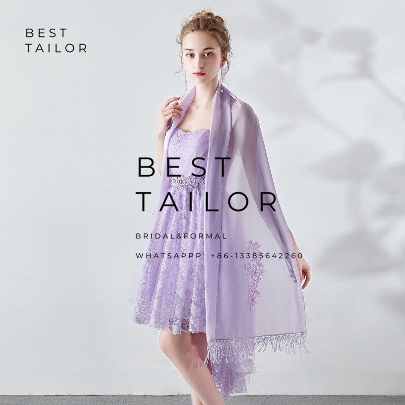 Color Available ! Wedding Jackets Bolero Bridesmaid Scarf Shawl Tassel Appliques Formal Party Gown Chiffon Wedding Accessories: Color 2