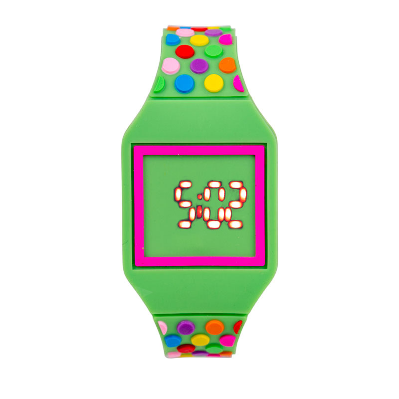 Joyrox geléia cor led criança relógio crianças menina relógios digitais nova tela de toque de borracha crianças relógio para menino menina estudante: Square Green