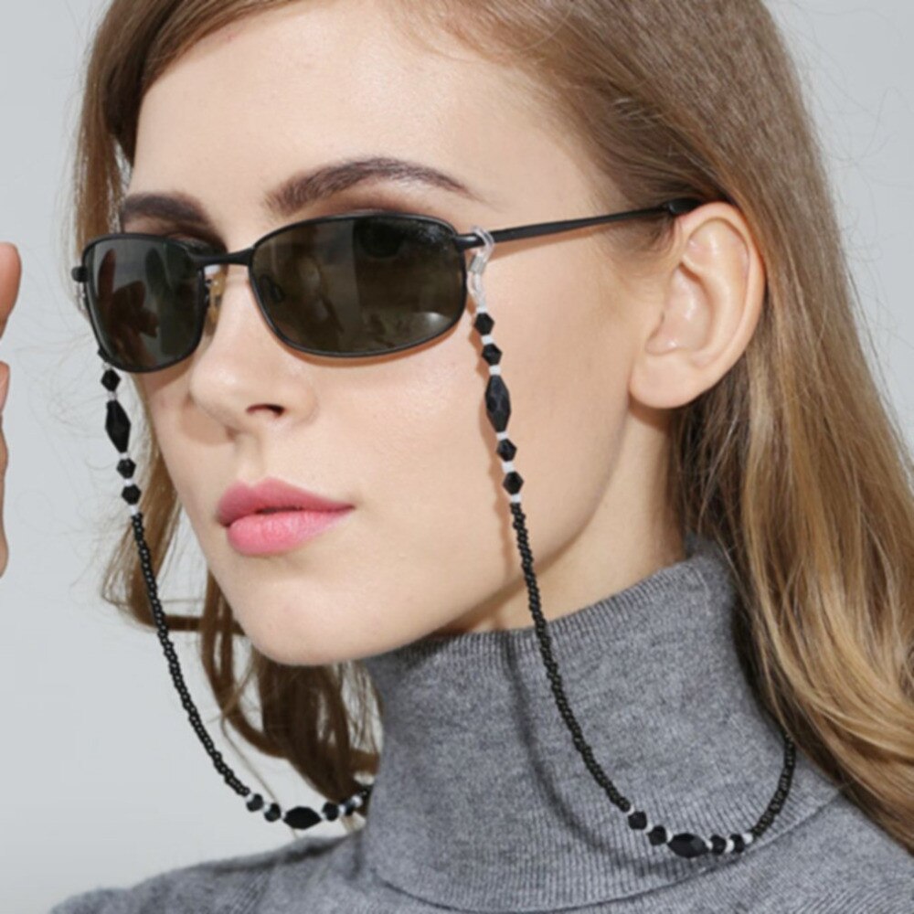Vrouwen Lenzenvloeistof Kettingen Zwart Acryl Kralen Kettingen Anti-Slip Eyewear Cord Houder Leesbril Touw Eyewear Accessoires