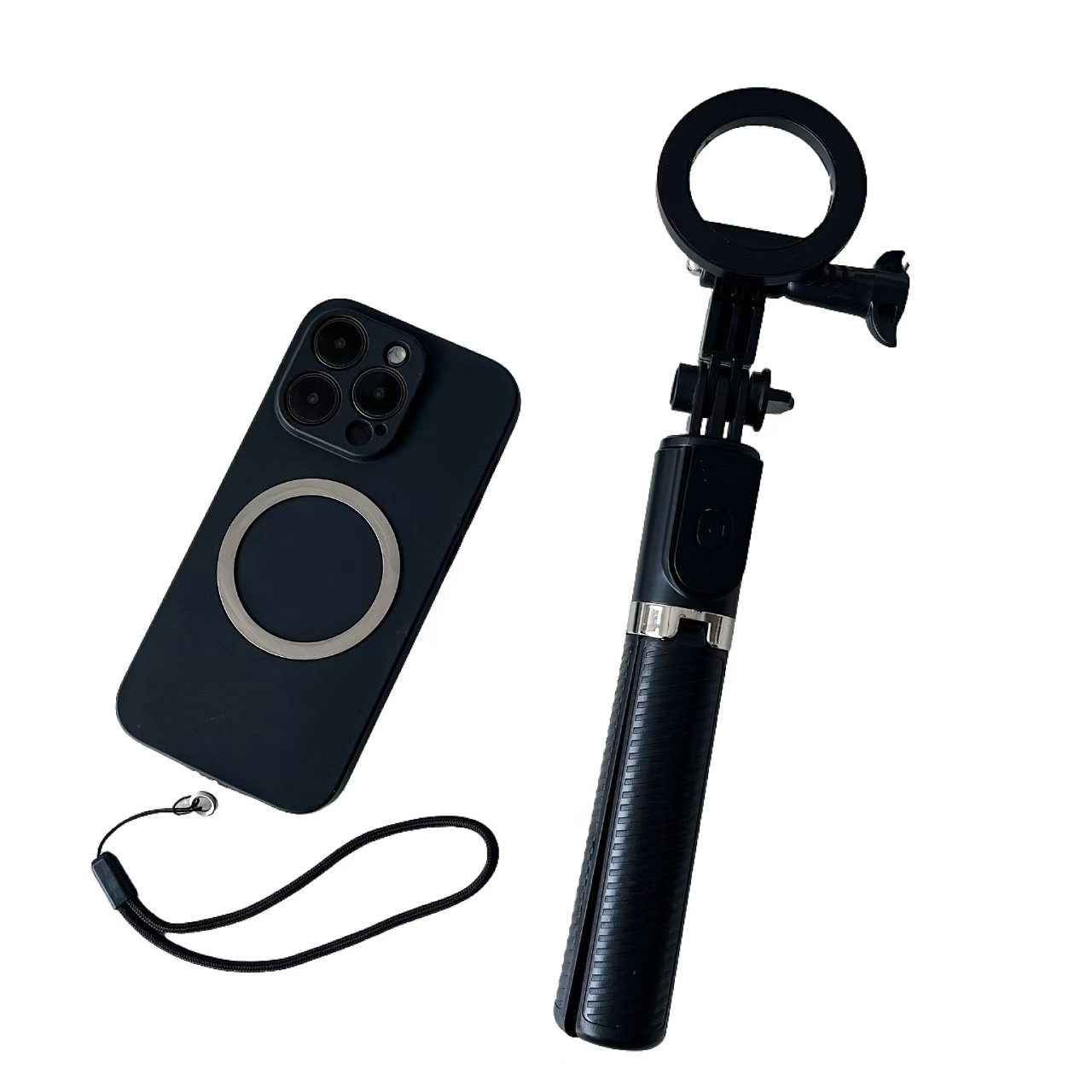 Magnetisk selfiepinne med stativ, trådlös fjärrkontroll, utdragbart telefonstativ för iphone 12 13 14 15 16 pro max actionvideokamera