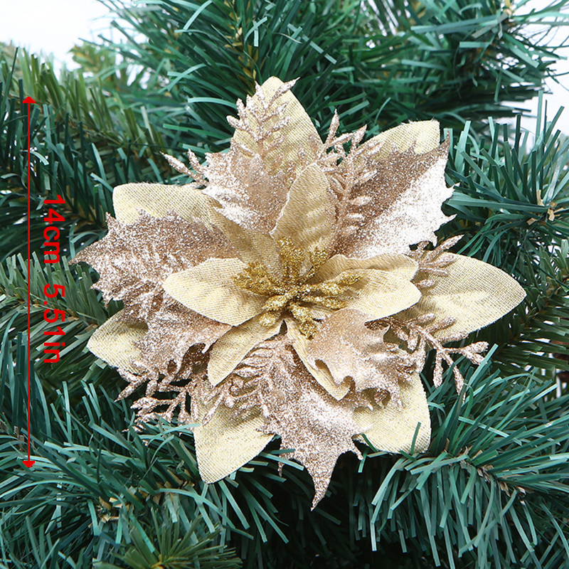 Juleblomster juleglitter kunstige blomster juletreoppheng julepynt juledekorasjon gjør-det-selv-utstyr: S / Mørkegrå