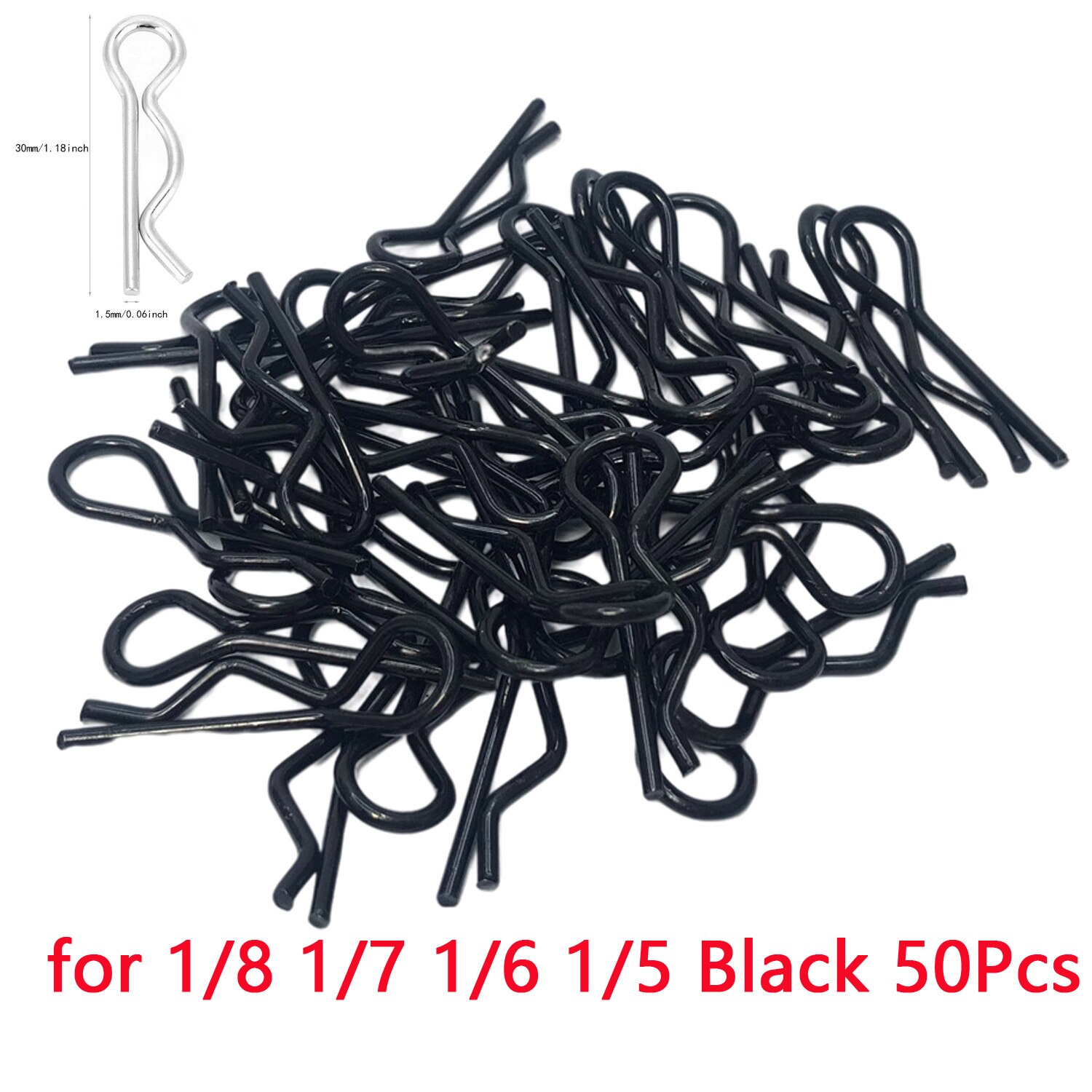 Piezas de coche RC de 50 piezas, 1/5, 1/6, 1/7, 1/8, 1/8, 1/12, Clips de carrocería, pasadores, pestillo de carcasa R, hebillas fijas TRAXXAS SCX10 HSP: 1-8 Black