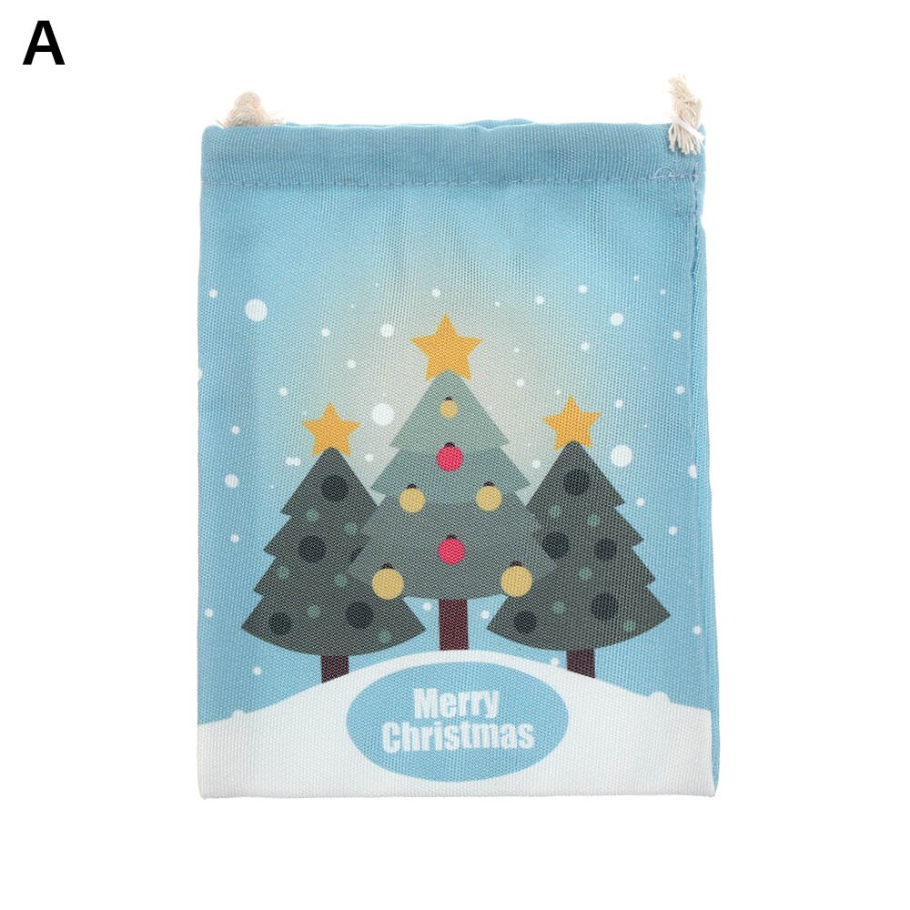 Kersttas met trekkoord voor kinderen, festivaldecoratie, kerstprint, canvas tassen, trekkoordzakje, snoepzak: A