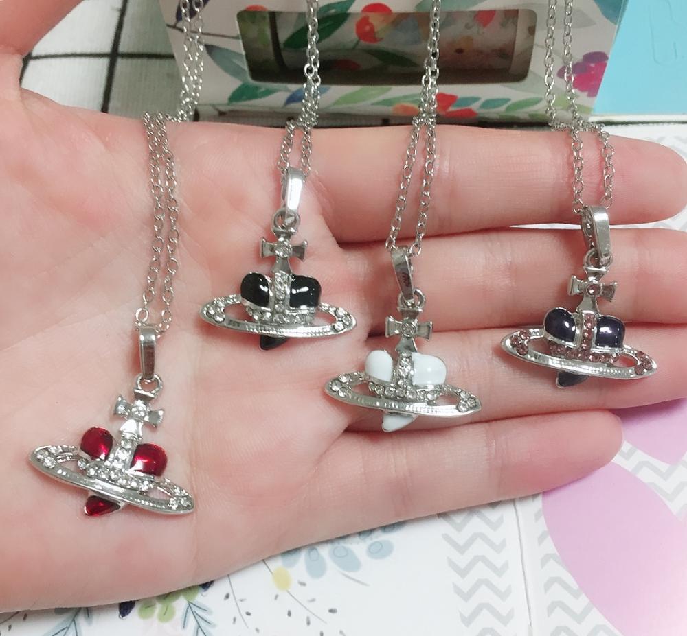 Nuova Personalità Fredda di Cristallo Saturn Collana A Catena Per Le Donne Brillante Zirconia Cuore Pianeta Pendente Della Collana Del Choker Dei Monili del Regalo