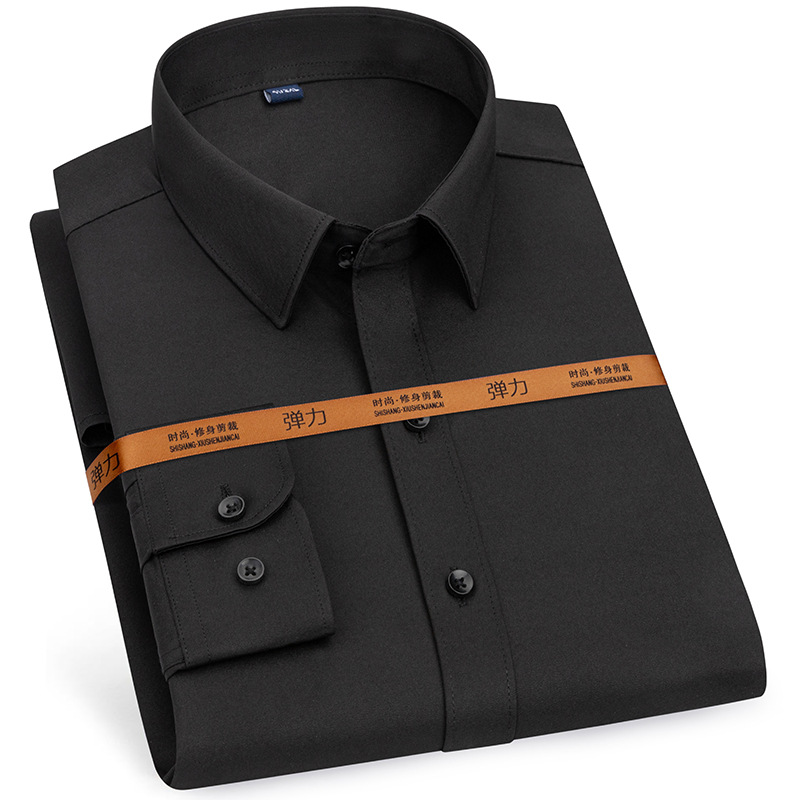 Nueva camisa resistente a las arrugas para hombre, vestido de manga larga, ajustado, sin planchar, ropa formal de negocios sociales, fácil de cuidar: 43 / Azul