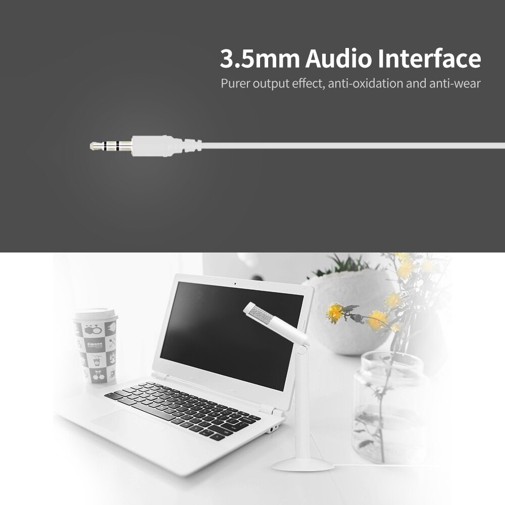 3.5mm Desktop Microphone Portable Capacitor Microphone Conference Video Chat Recording Microphone for PC Laptop Black