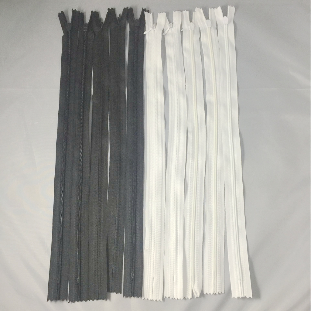 10 Piece 40cm Invisible Nylon Closed End Zip Zipper for Sewing Tailor Dressmaking White Black