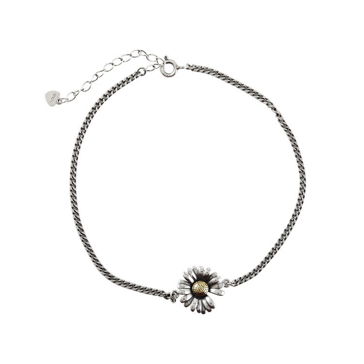 Echt 925 Sterling Zilveren Verfrissende Little Daisy Decoratieve Hanger Enkelband Verklaring Vrouwelijke Enkelband