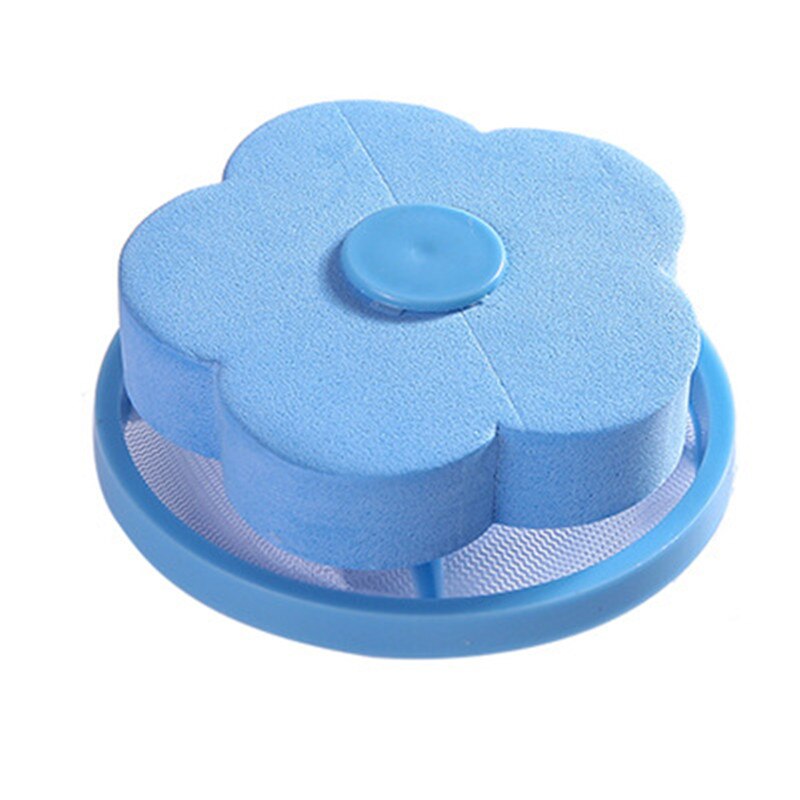 1Pc Plum-shaped Washing Machine Hair Removal Device Filtration Mesh Filter Bag Clothing Cleaning Necessary Laundry Ball: Blue