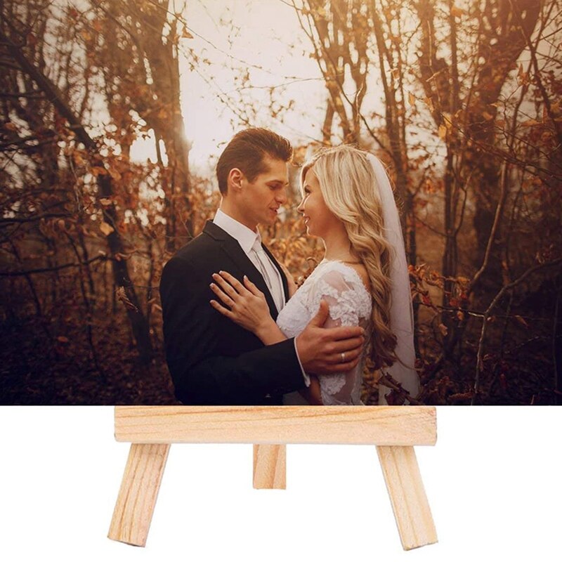 12 Pack 5 Inch Mini Wood Display Easel Natural Wooden Tripod Holder Stand for Displaying Small Canvases and Photos