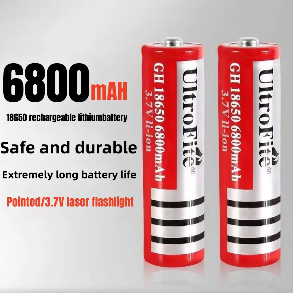 Batería de litio 18650, 3,7 V voltios, 6800mah, BRC 18650, batería recargable, baterías de litio de iones de litio para banco de energía, antorcha + cargador