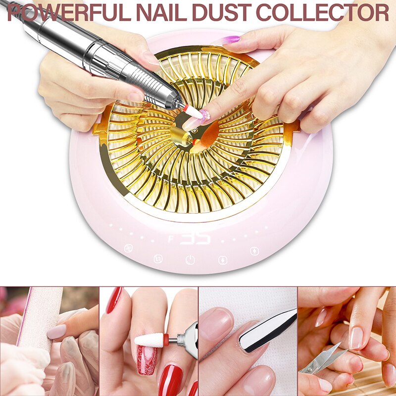 Nowy 2w1 35000 obr/min wiertarka robić paznokci maszyna z silne ssanie odpylacz robić paznokci niski poziom hałasu robić paznokci odkurzacz maszyna robić manicure