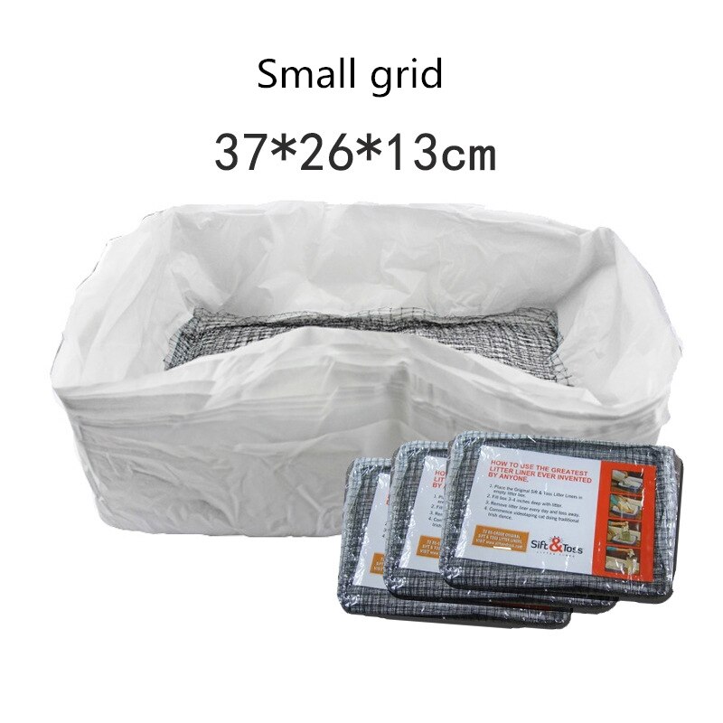 20pcs Reusable Cat Feces Filter Hands Free Pet Cat Excrement Liners Elastic Cat Sand Bag Filter Pet Hygienic Litter Box Liners: Small grid2   20PCS
