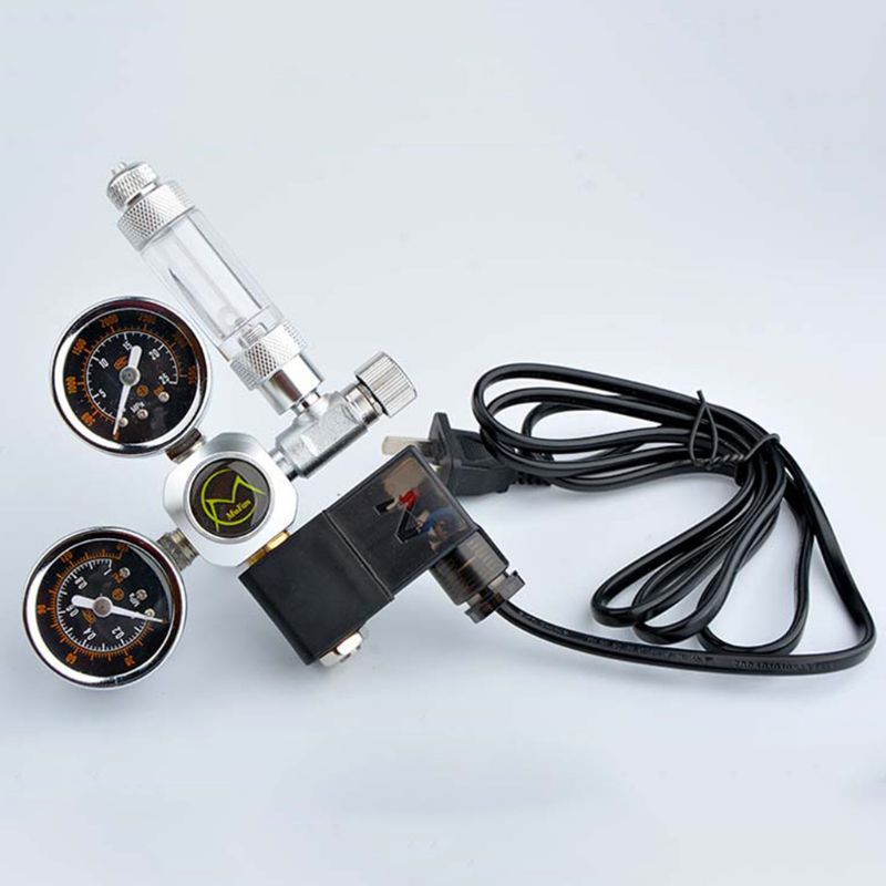 Aquarium CO2 Pressure Regulator 220V Electromagnetic Pressure Gauge System Regulator Automatic Electric Switch Pressure Reducer