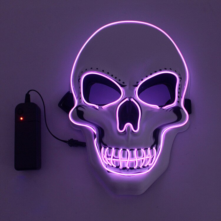 Halloween Glowing grimace mask EL cold light emitting fright mask Party props for Carnival holidays LED V-blooded horror ghost: purple light 2