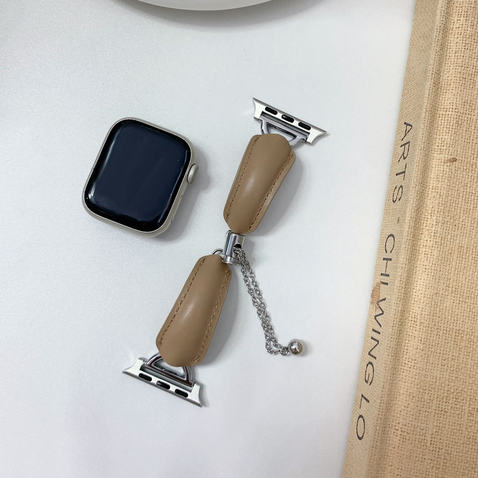 Luksus d-læderrem til apple watch series 10 9 8 7 6 se 5 4 3 38/40/41/42/44/45/46mm iwatch ultra 2 49mm rem metalarmbånd: Xxl / Lyserød