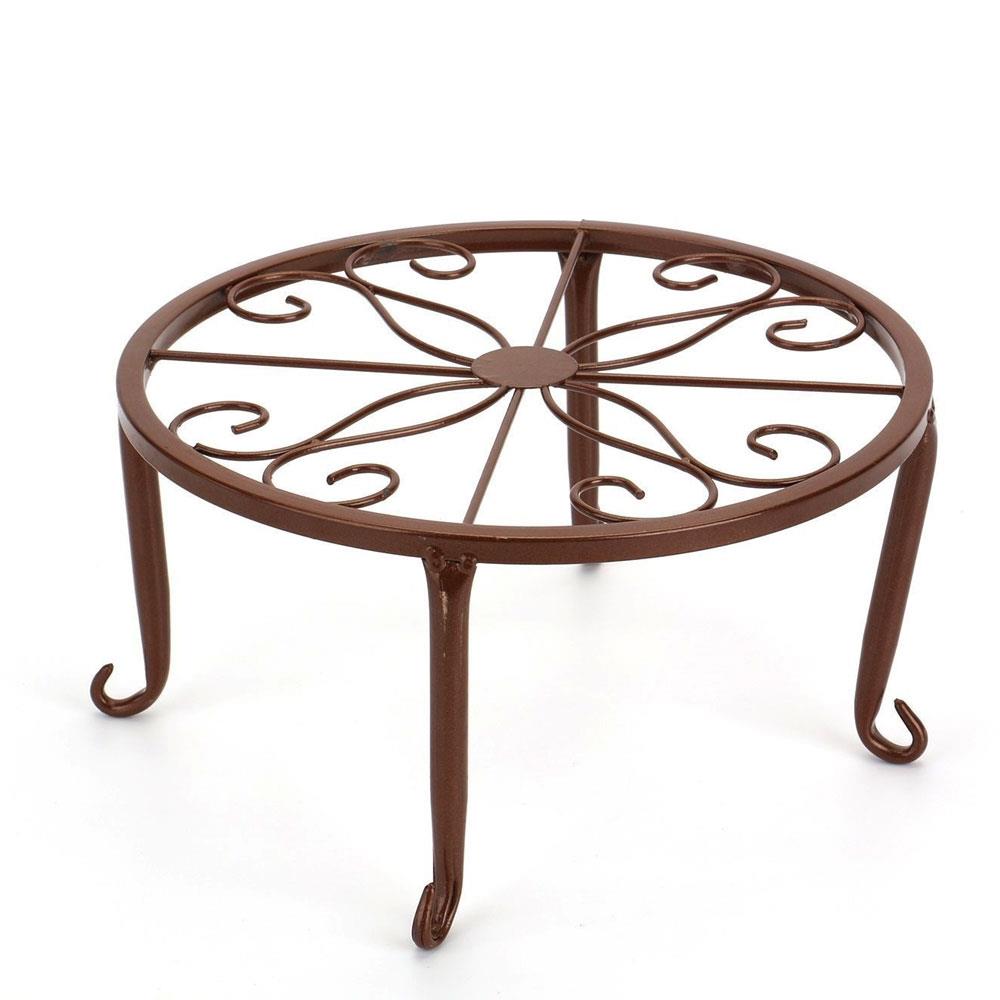 Household Wrought Iron Plant Stand Round Flower Shelf Potted Rack Balcony Indoor Garden Flower Pot Shelf Durable Home Decor: bronze