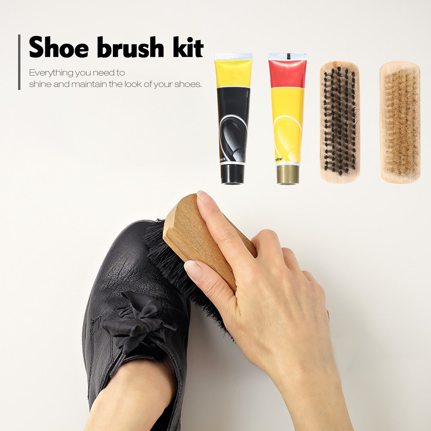 6/8 Uds. Pinceles para esmalte brillante caja de cilindro Kit herramienta de cuidado para el calzado cepillo de zapatos juego de brochas de madera accesorios de limpieza del hogar