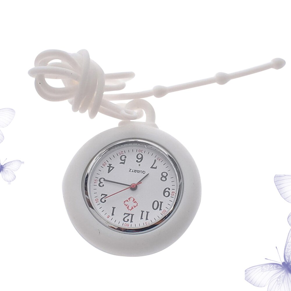 1pc enfermeira relógio redondo silicone enfermeira bolso pendurado relógio presente relógio (branco): White