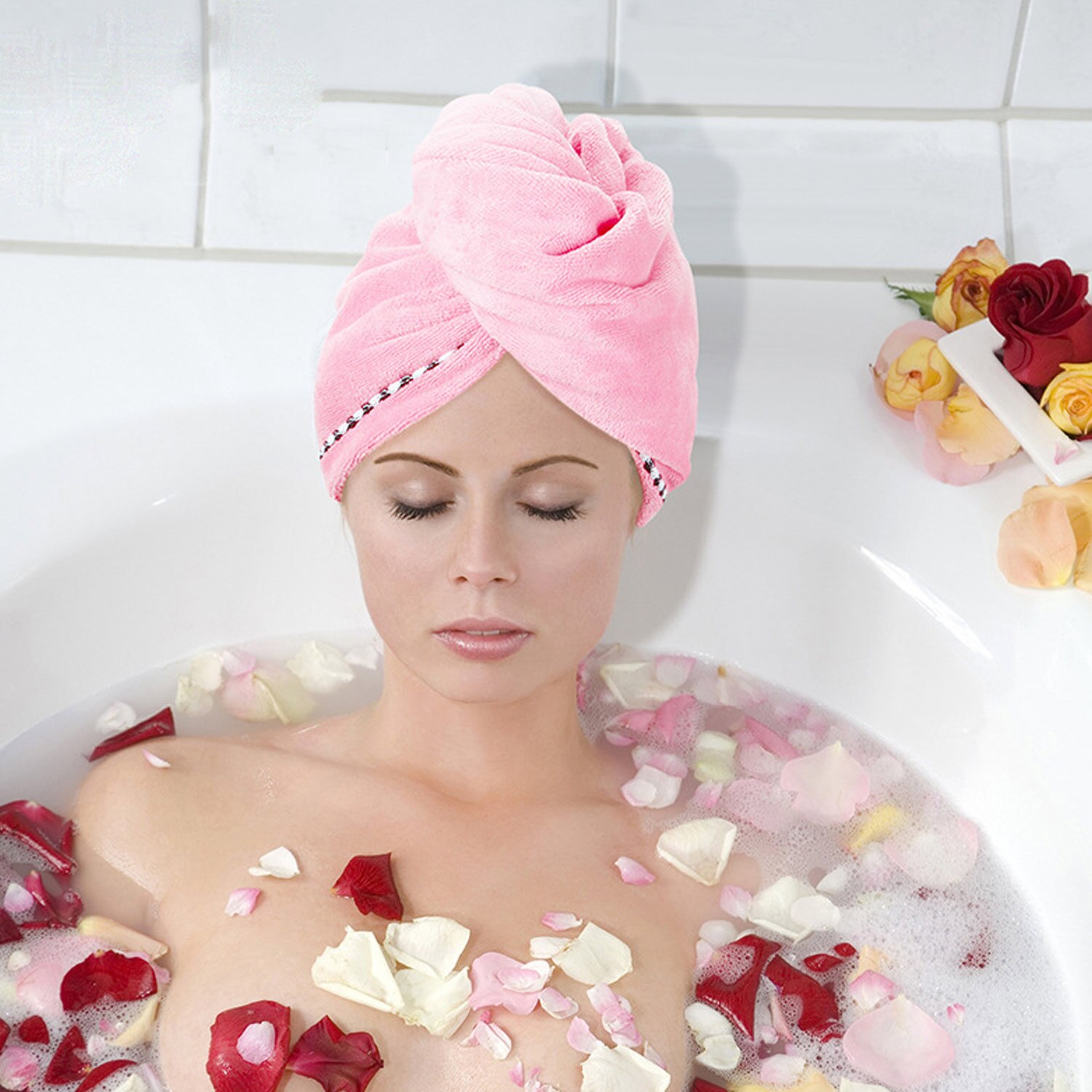 3 szt. W różnych kolorach Super chłonny ręcznik robić włosów z mikrofibry turban skręcać chusta na głowę z guzikiem dla dziewczynek długie włosy szybkoschnący