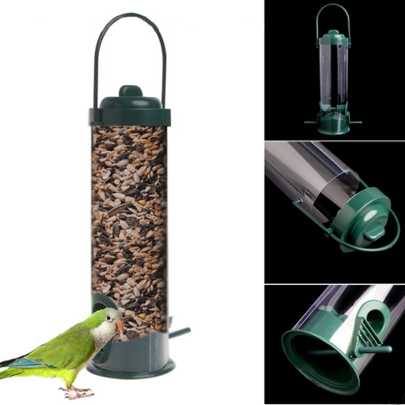 Plast komfort fugl pet feeder vander have hængende sugekop automatisk fuglefoder landbrugsudstyr udendørs