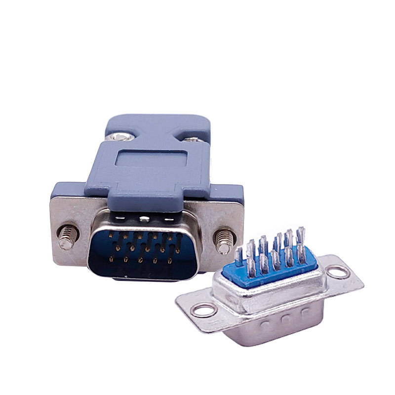 Db15 d type vga stik datastik 2/3 række 15 pin port stik adapter hun han  dp15: Han sølvfarvet 3p