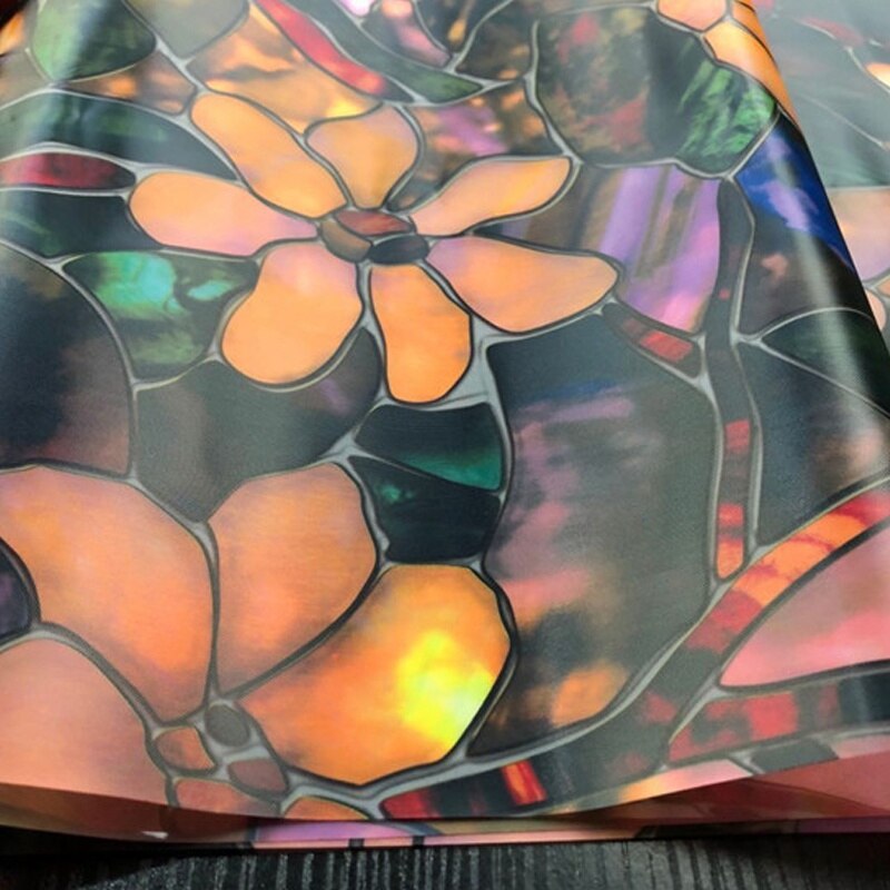 1 Roll Zelfklevende Stained Glass Window Glas Film Sticker Opaque Privacy Sticker Raamdecoratie Cling Glas Film Kleurrijke