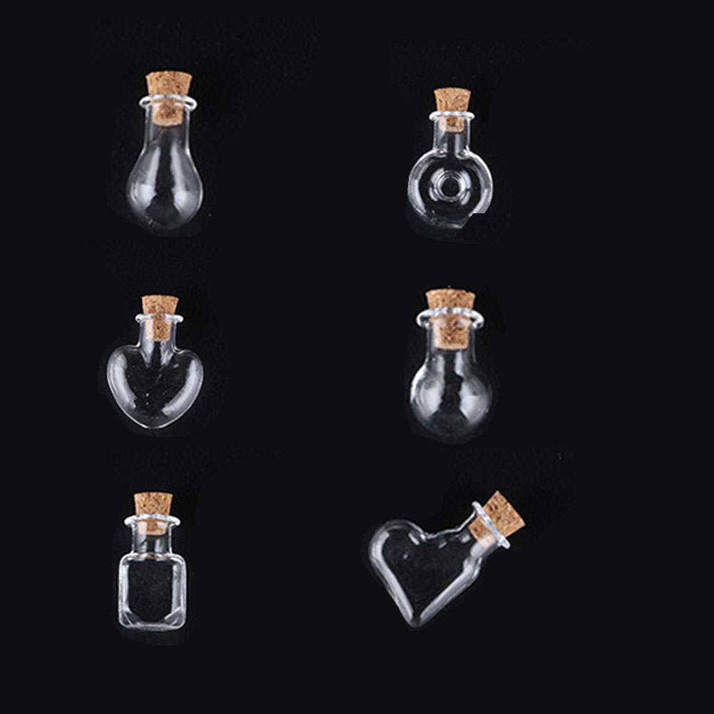 6Pcs Glas Gunst Potten Met Kurk Deksels Stopper Kleine Lege Glazen Fles Kleine Glazen Potten Met Kurk Decoratieve Wens glazen Potten: B