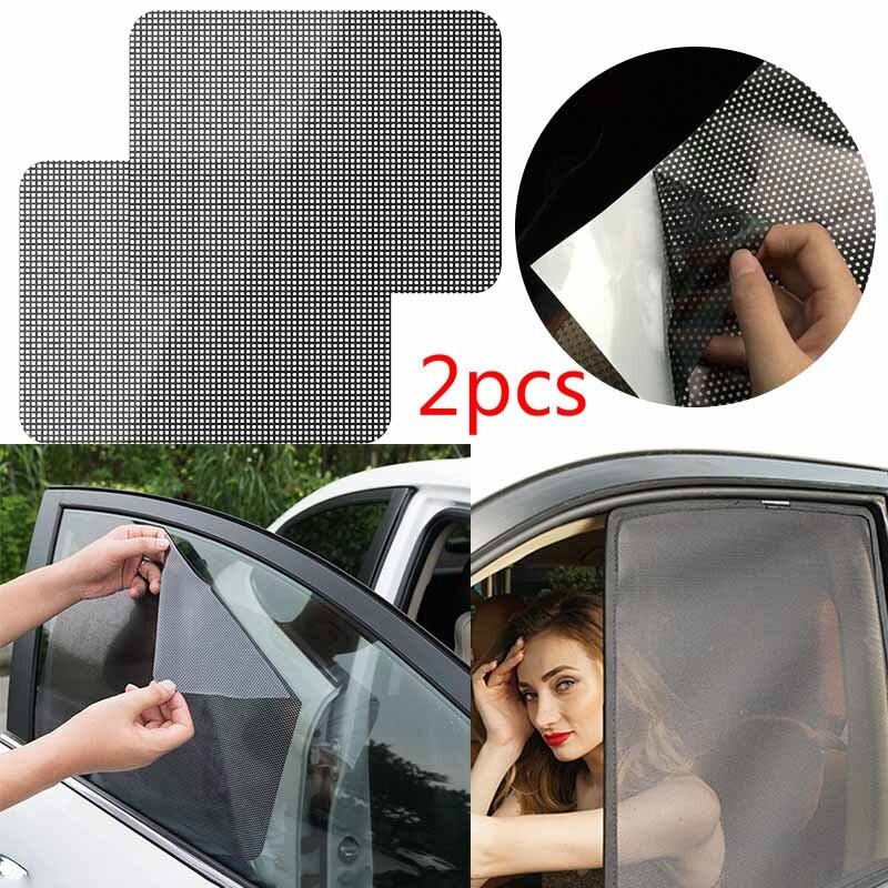 2 stk 42 x 38cm diy bil solskjermingsfilmer solbeskyttelsesdeksel svart pvc solskjerm sidevinduskjermfilm