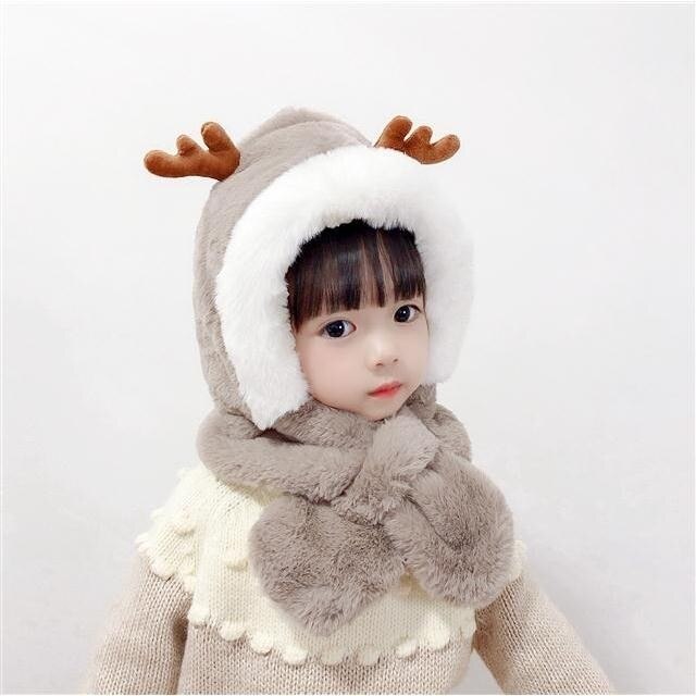 invierno niños novedad sombreros gorras niñas cálido lindo Reno sombrero de cuernos Casual de bufanda sombrero conjunto Casual niños tapas