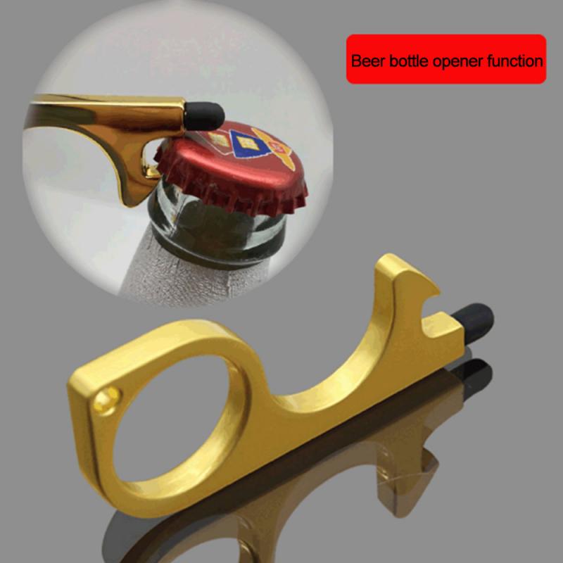 Portable Hygiene Hand Brass Contactless Door Opener Key Chain Elevator Handle Health Tool With Key Ring
