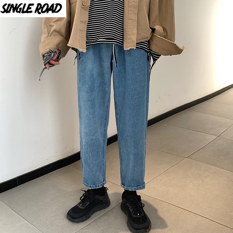 Singleroad heren jeans oversized wijde pijpen casual broek japanse streetwear heren denim broeken kleding jeans voor heren